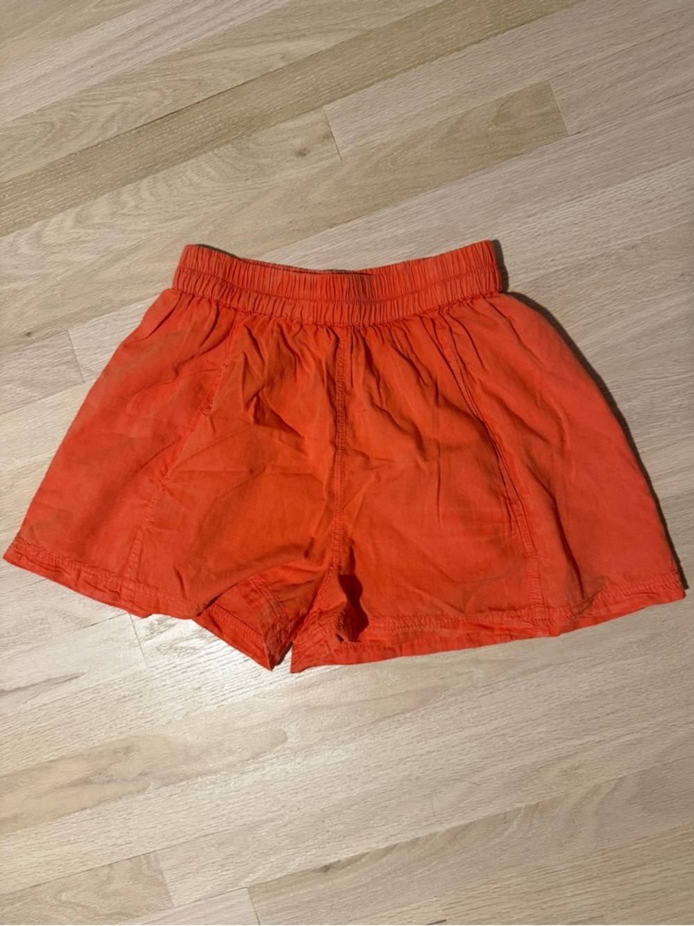 Free People Women’s Lightweight Orange Elastic-Waist Shorts